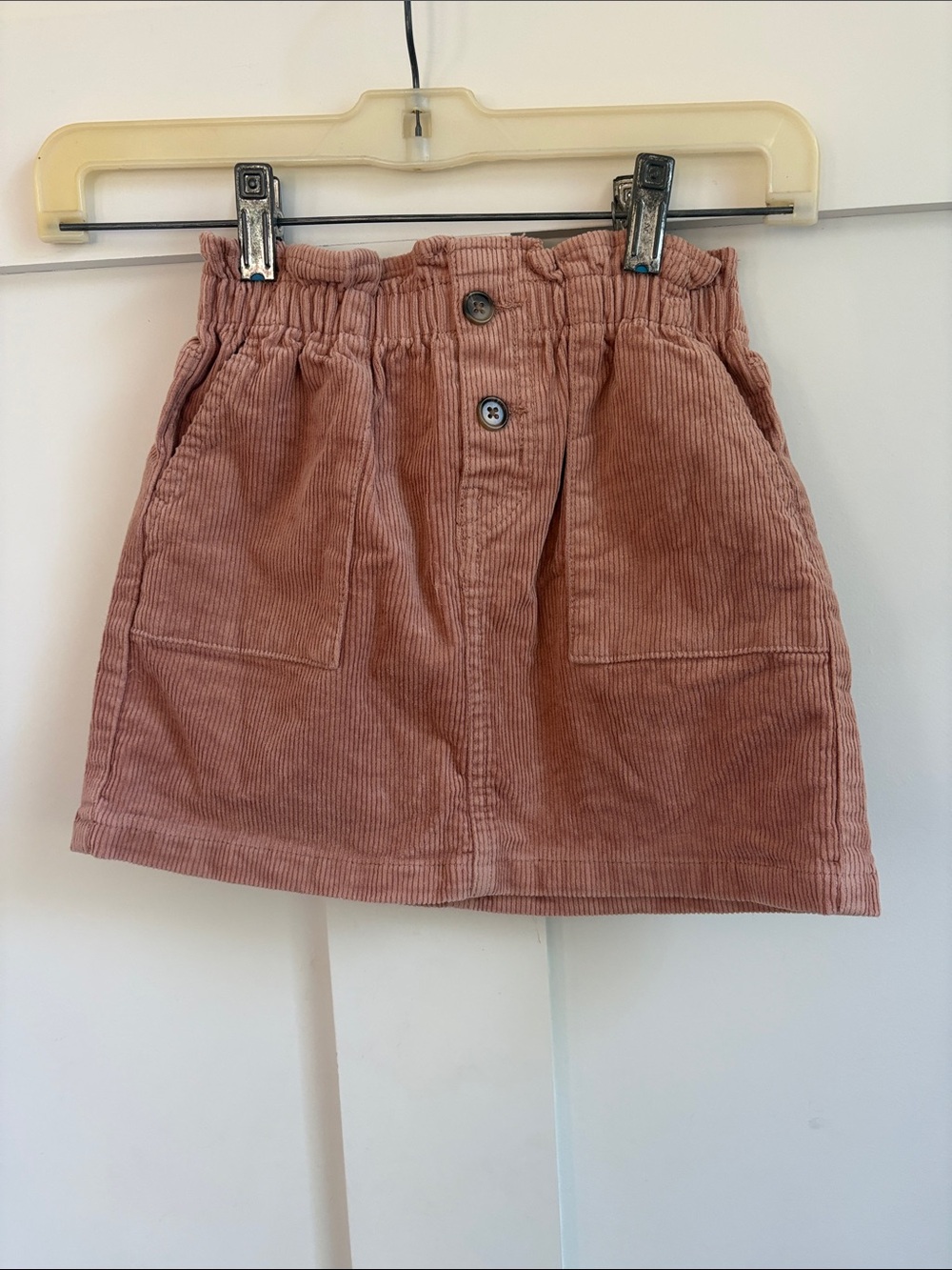 H&M Girls Corduroy Paperbag Skirt in Dusty Pink
